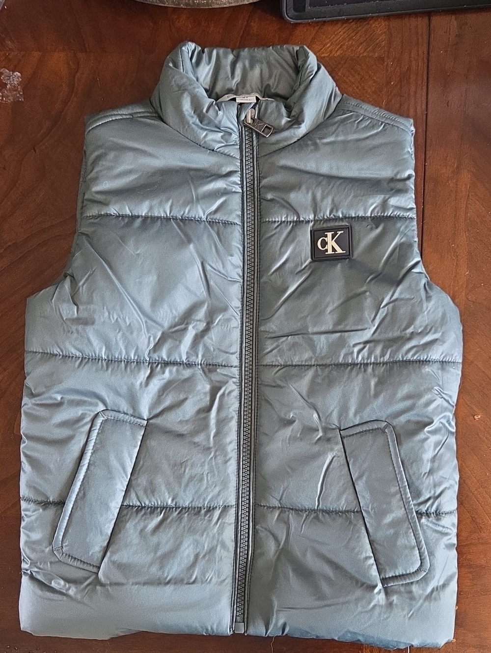 Calvin Klein Boys' Steel Blue Puffer Vest with cK Patch